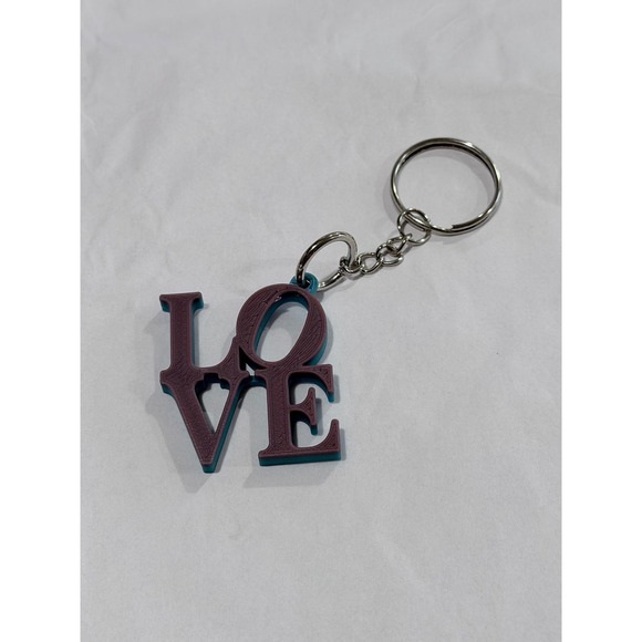 Handmade Accessories - Handmade 3D Printed LOVE Keychain Stacked Letter Bag Charm Gift - Color Galaxy